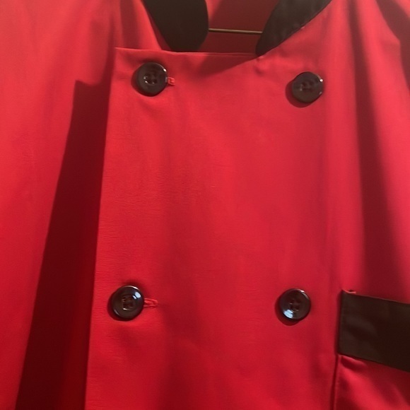 Uncommon Thread Bristol Chef Career Short Sl Coat #0423‎ Red & Black New Sz MD - Picture 3 of 4